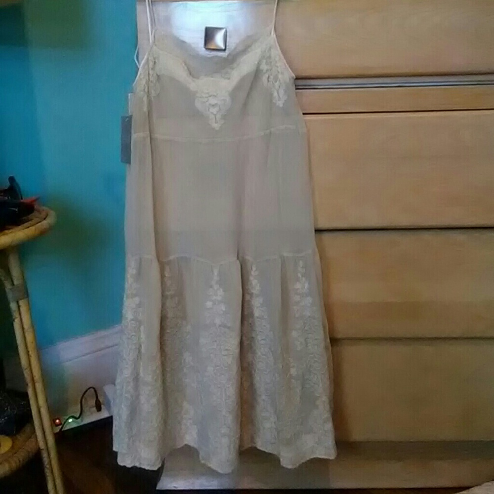 Anthropologie long sheer beige top NWT size xs