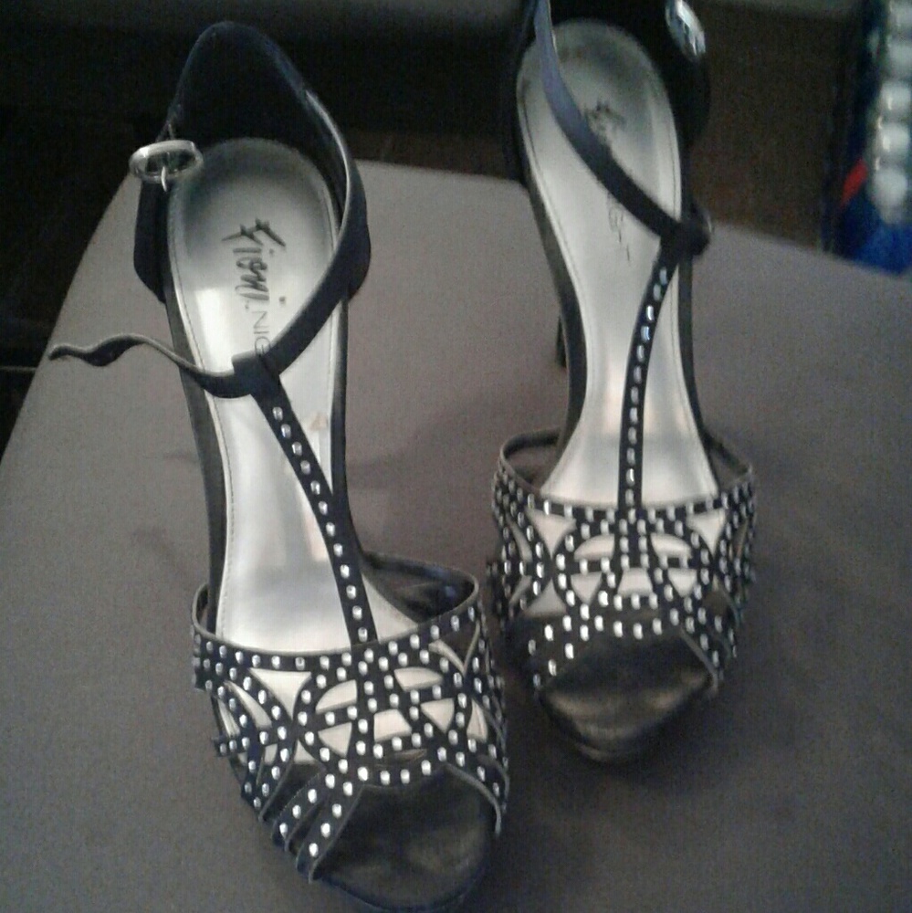 Black rhinestone heels