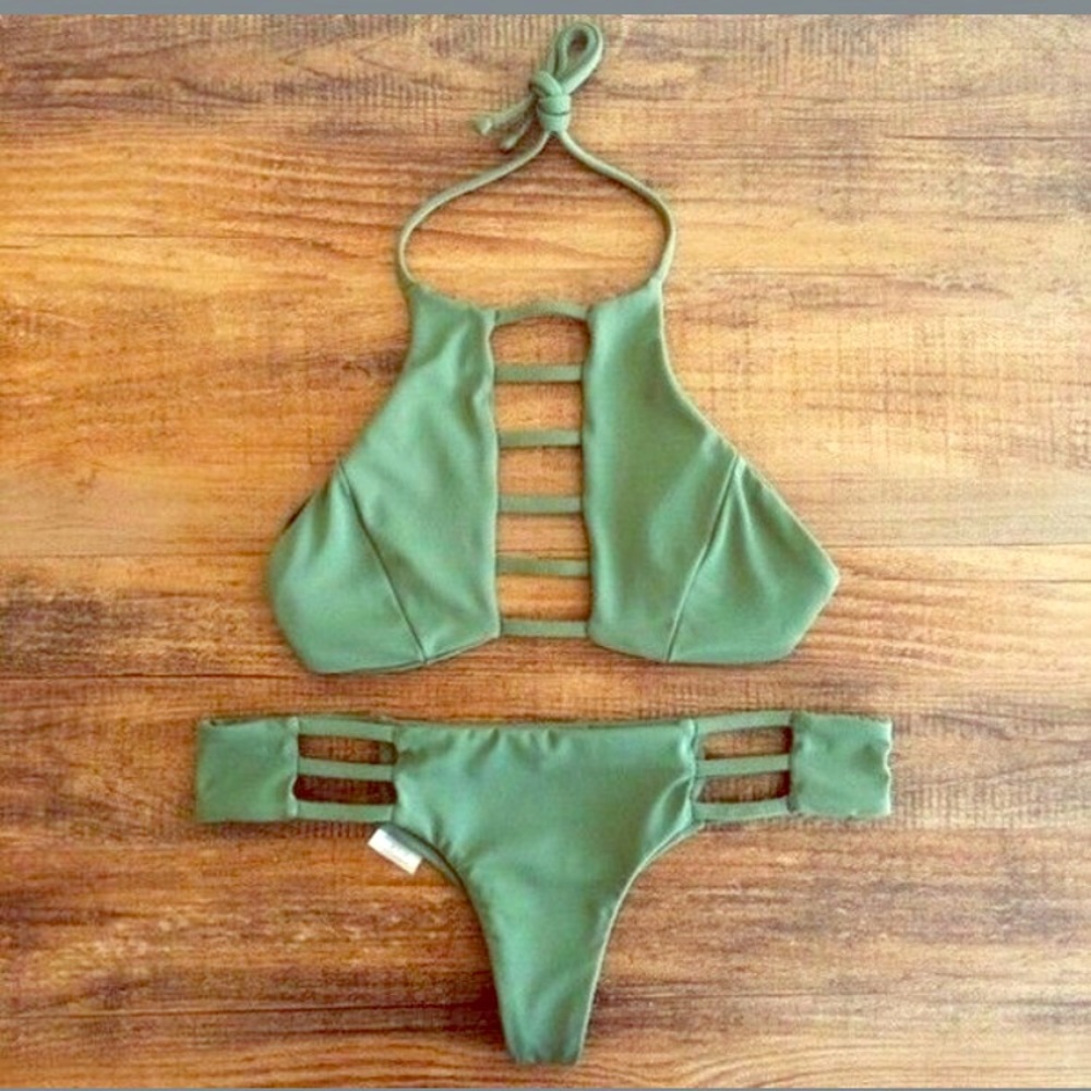 Army green swim suit