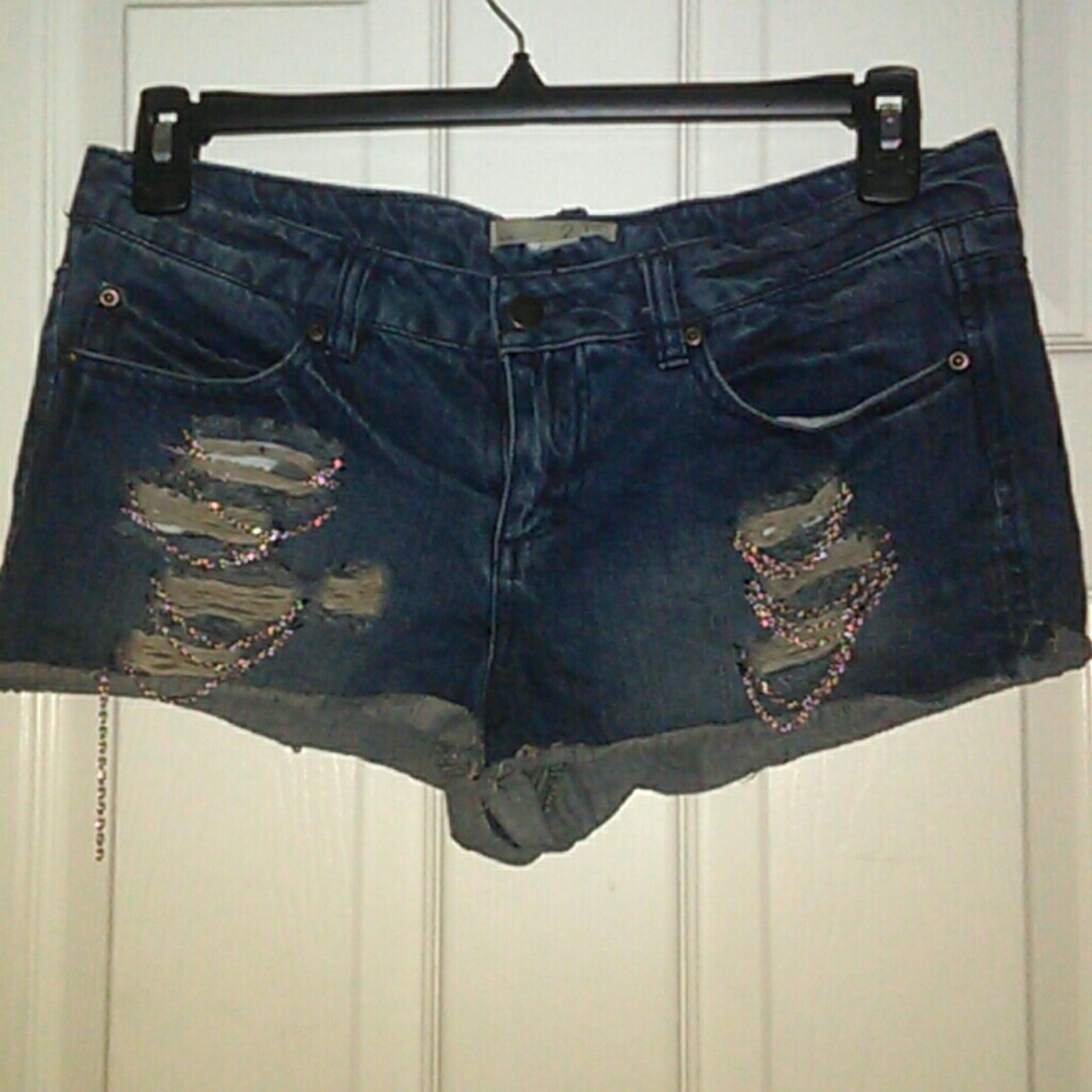 2.1 denim jean distressed shorts size 29