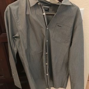 RVCA grey striped button up dress shirt