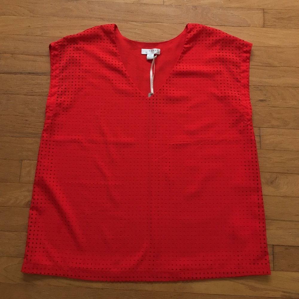 Red Kenar Cap Sleeve Shirt