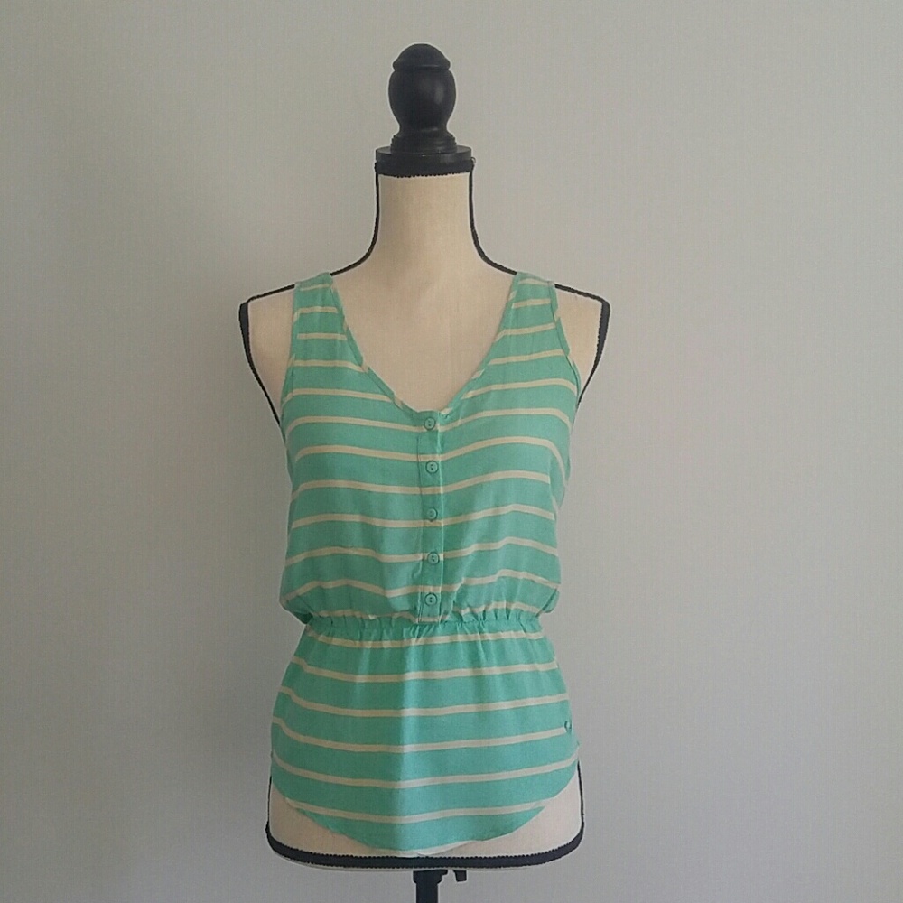Roxy button up cinched waist tank top