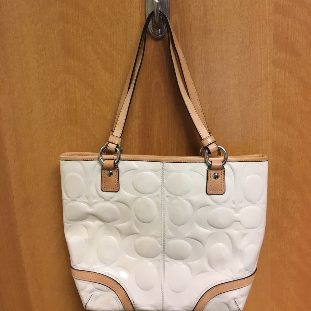 Cream and Tan Coach Tote