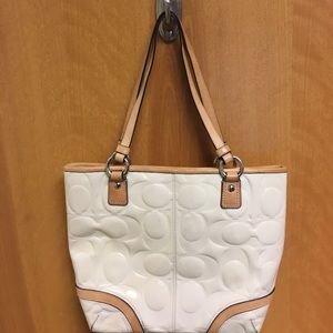 Cream and Tan Coach Tote