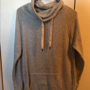 Gray longline cowl-neck sweatshirt