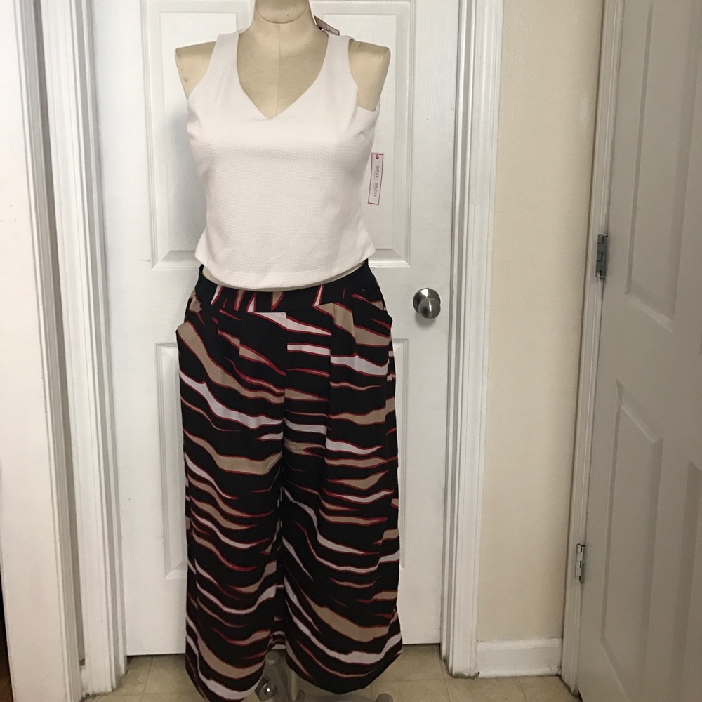 Wide leg Multi Strip crop Pant