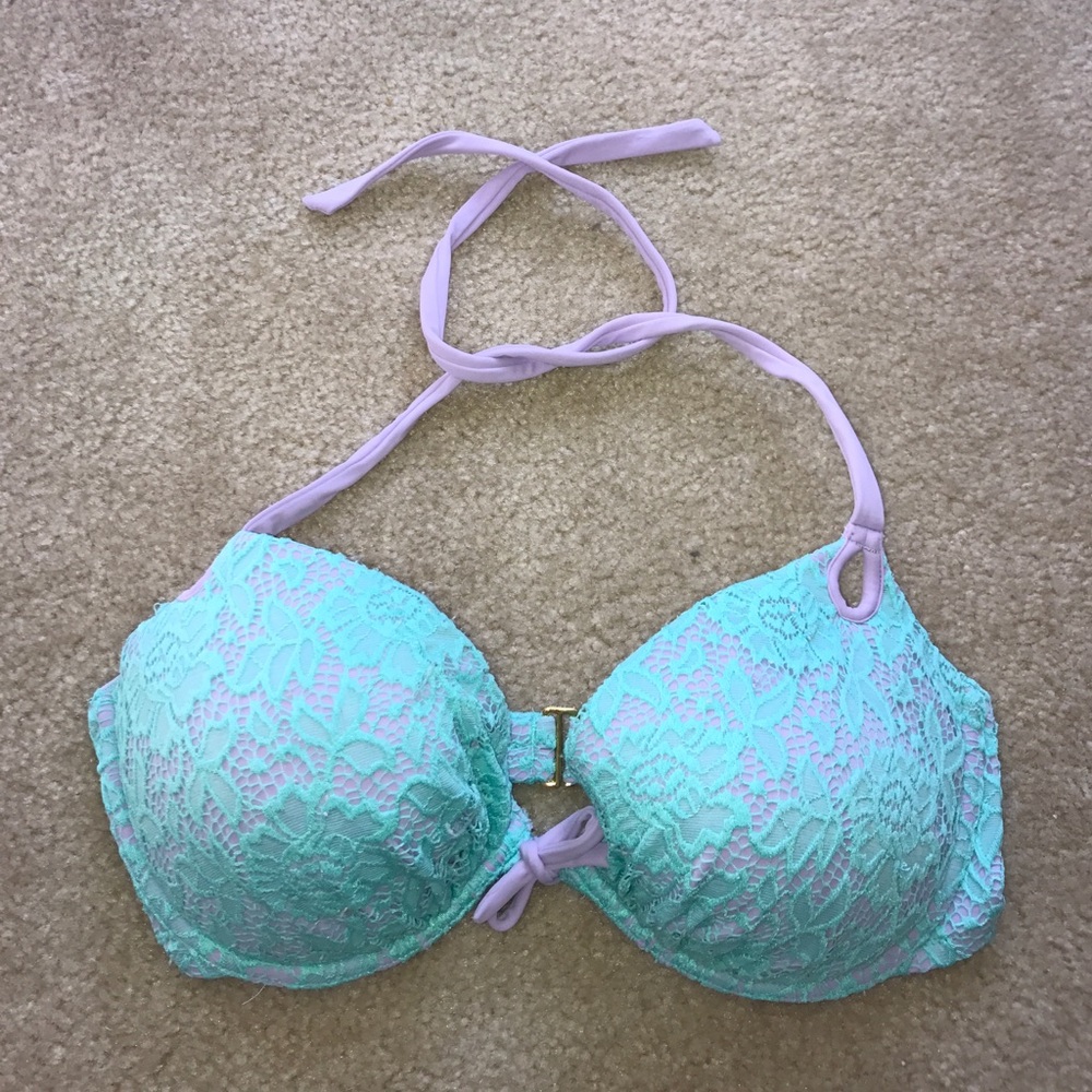Victoria Secret Padded Bikini Top 36D Mint&Purple