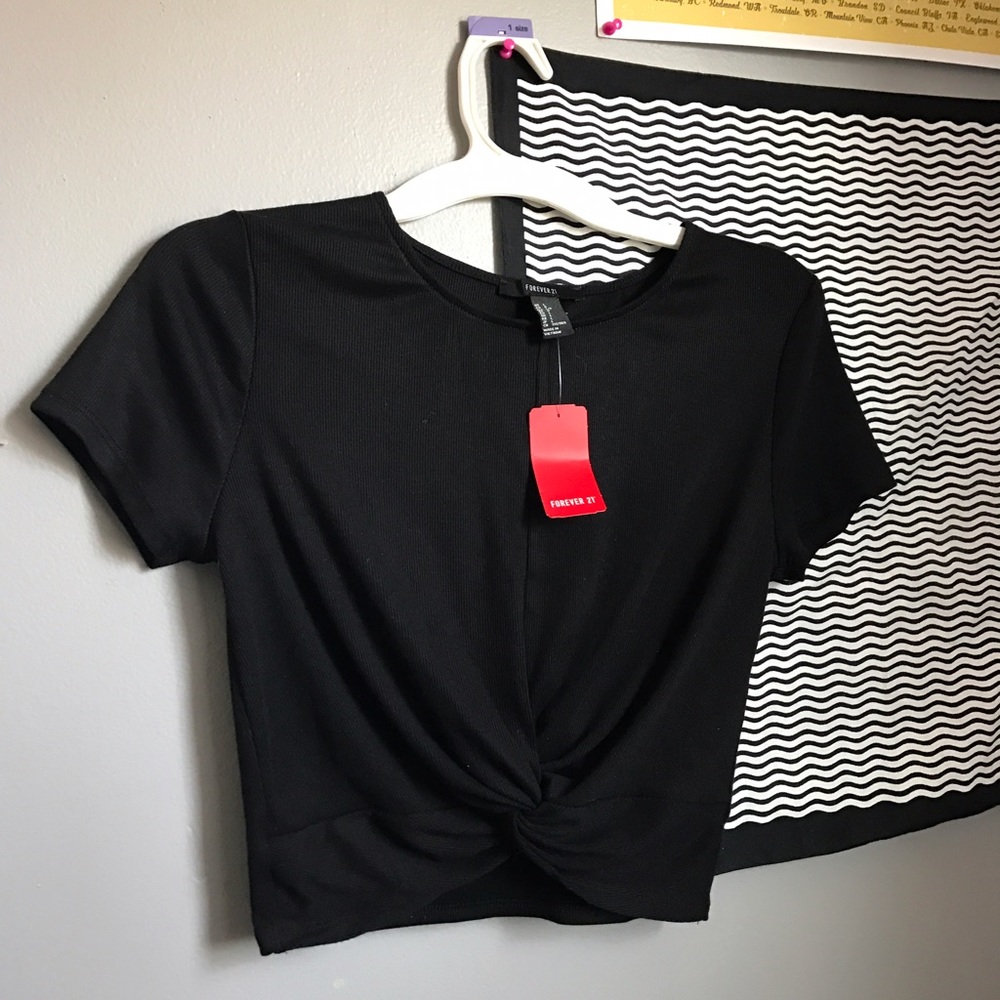Knotted Black Crop Top