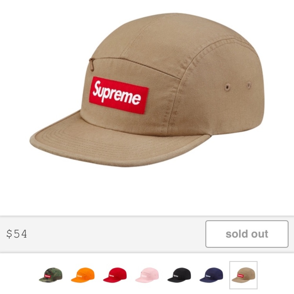 Supreme front panel zip camp hat