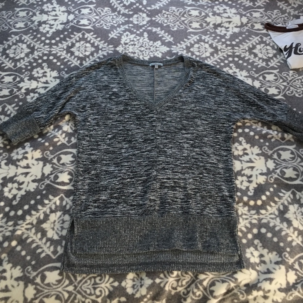 grey oversized v neck sweater from charlotte russe