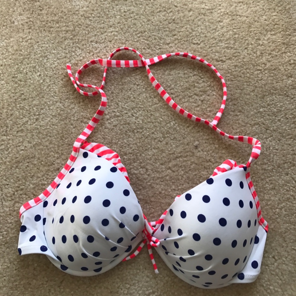 Victoria Secret Padded Bikini Top 36D whitebluedot