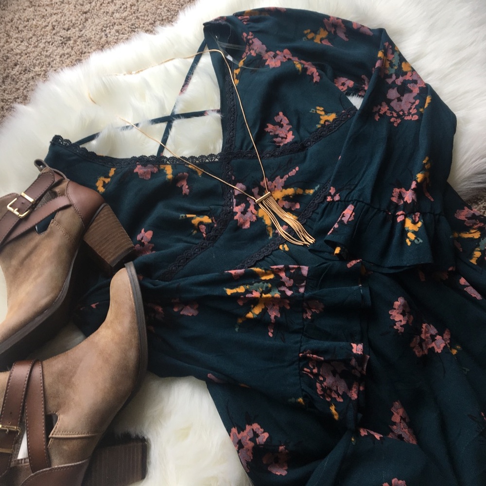 Boho floral print dress