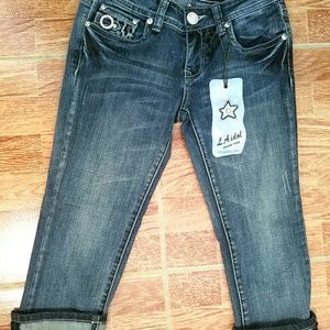 LA Idol Rhinestone Capris Jeans Junior Size 0 3 5