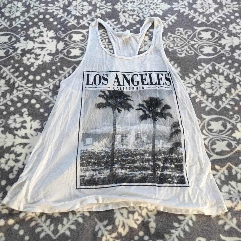 Los Angeles California white racer back tank top
