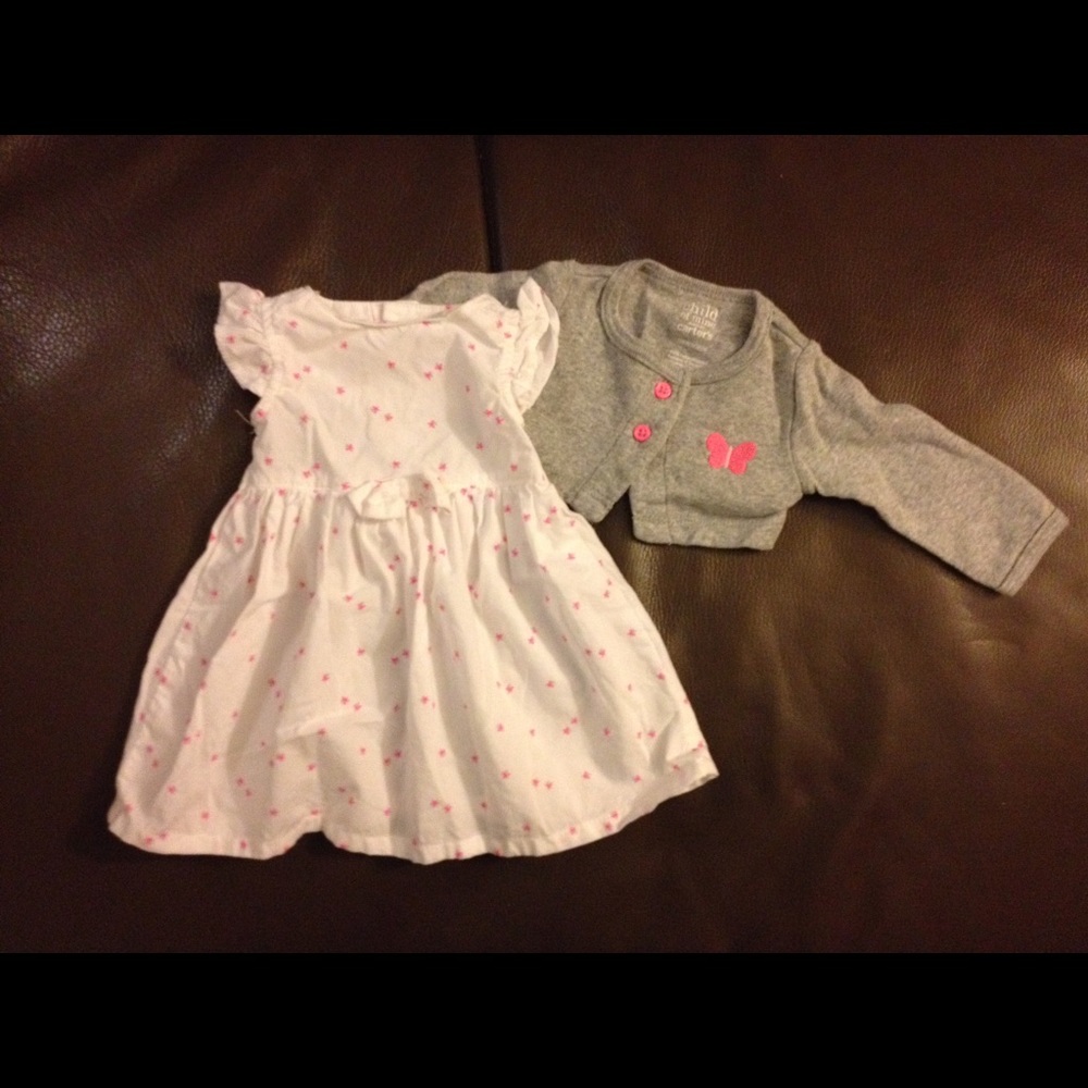 [0-3m] EUC, Like New! Baby Girl Dress & Cardigan.