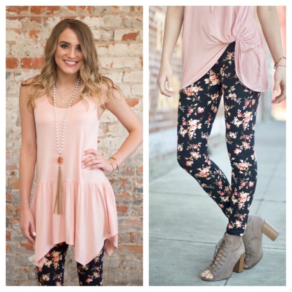 SALE!!! S, M, L Peach Flowy Tunic - Picture 2 of 3