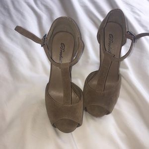 Tan suede heels