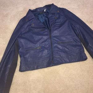 Blue leather jacket