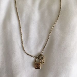 Gold Michael Kors Lock and Key Pendent Neckalce