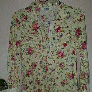 Yellow floral button down