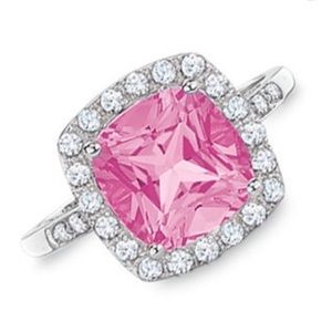 Lab Created Pink and White Sapphire Ring