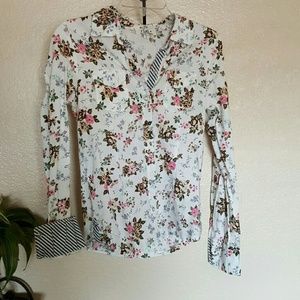 White floral button down