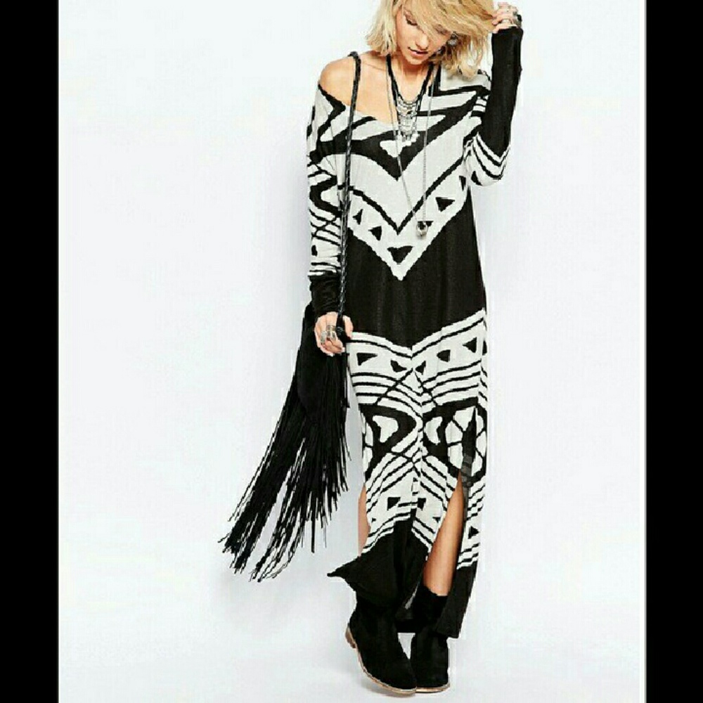 Free People Bauhaus Swit Dress Ivory and Black
