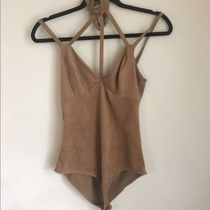 Charlotte Russe Faux Suede Bodysuit