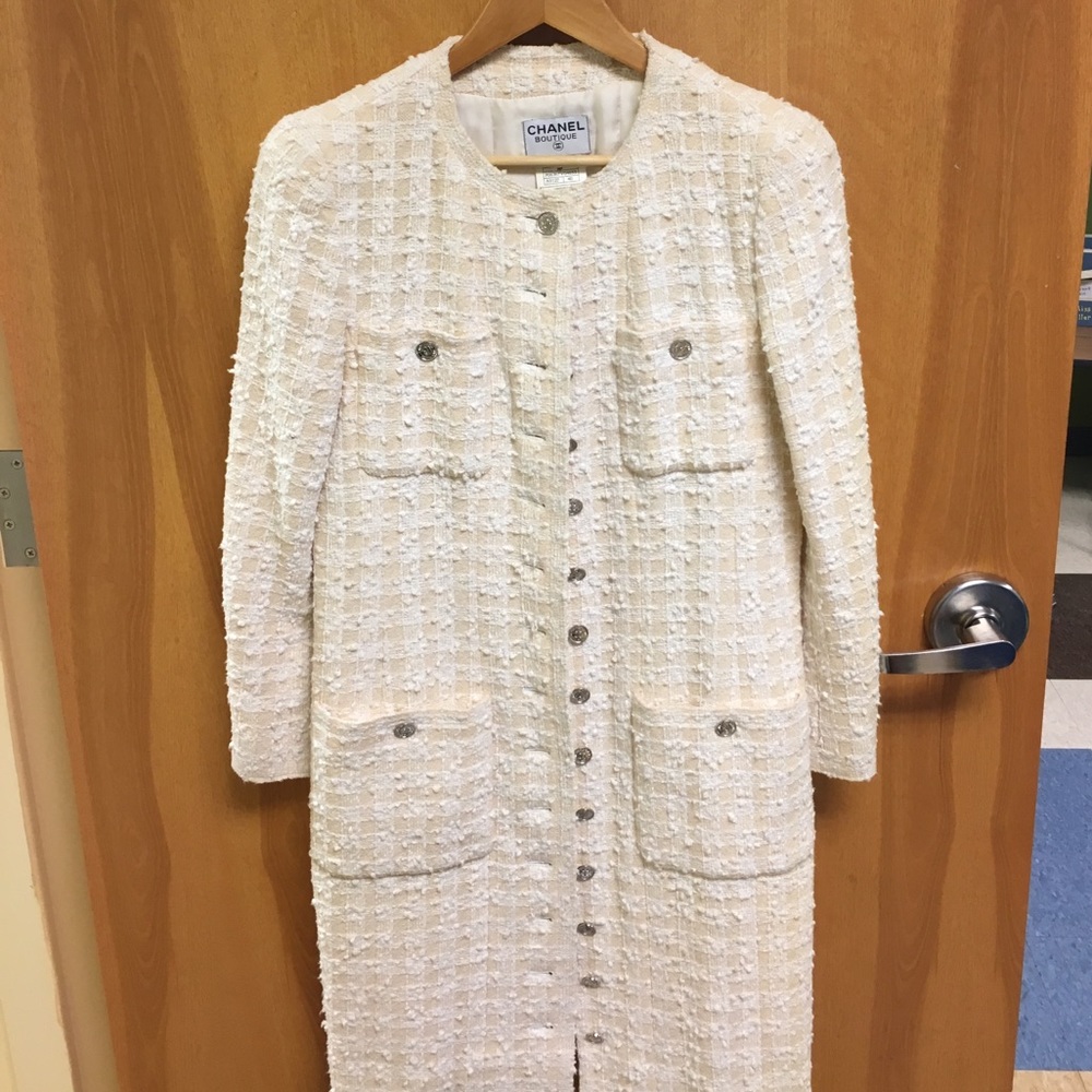 Vintage Cream Chanel Tweed Wool Jacket