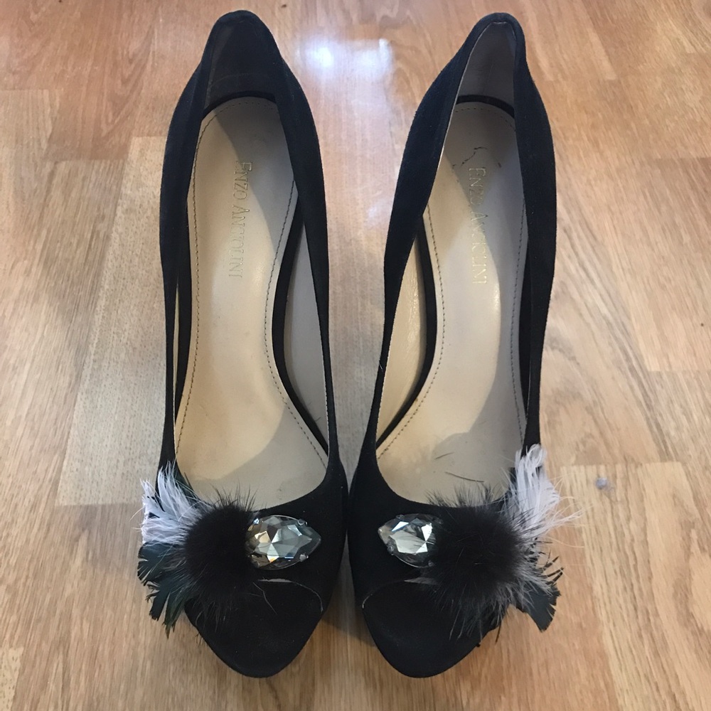 Black Enzo Angiolini Suede Platform Heels