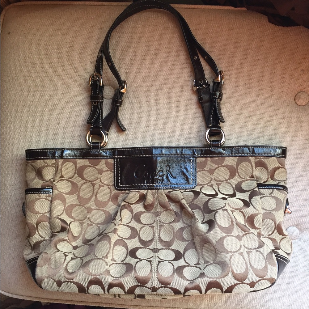 Authentic Coach purse with leather detail