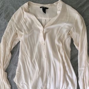 sheer cream h&m blouse