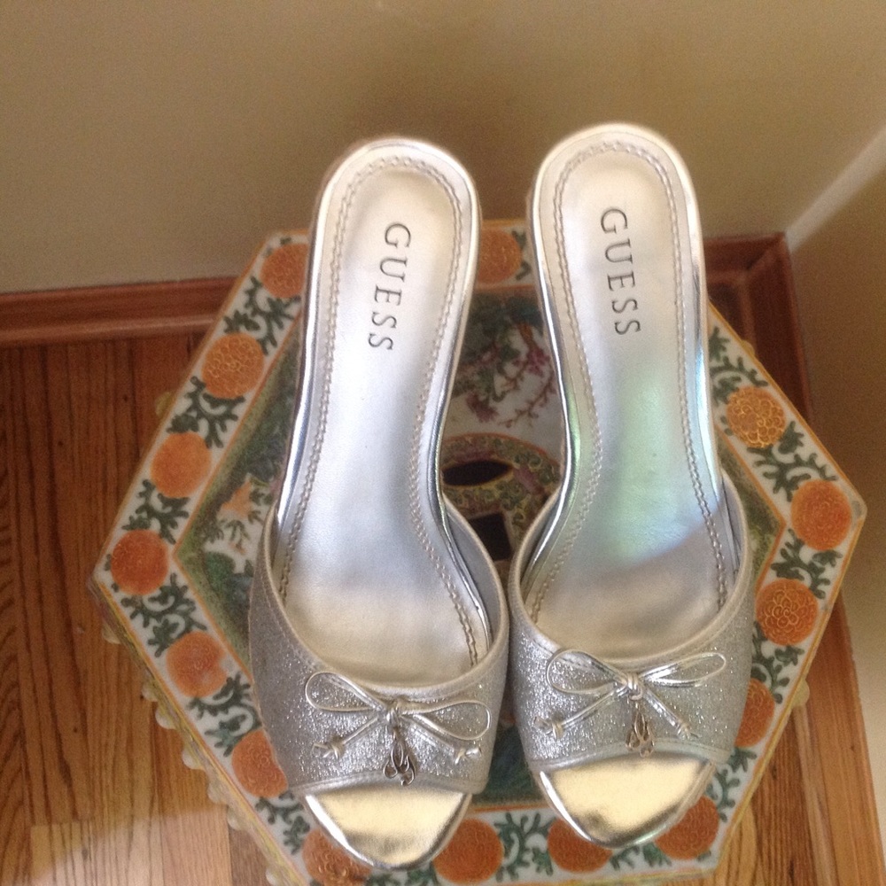 Guess silver wedges sandals
