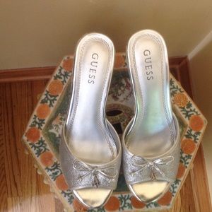Guess silver wedges sandals