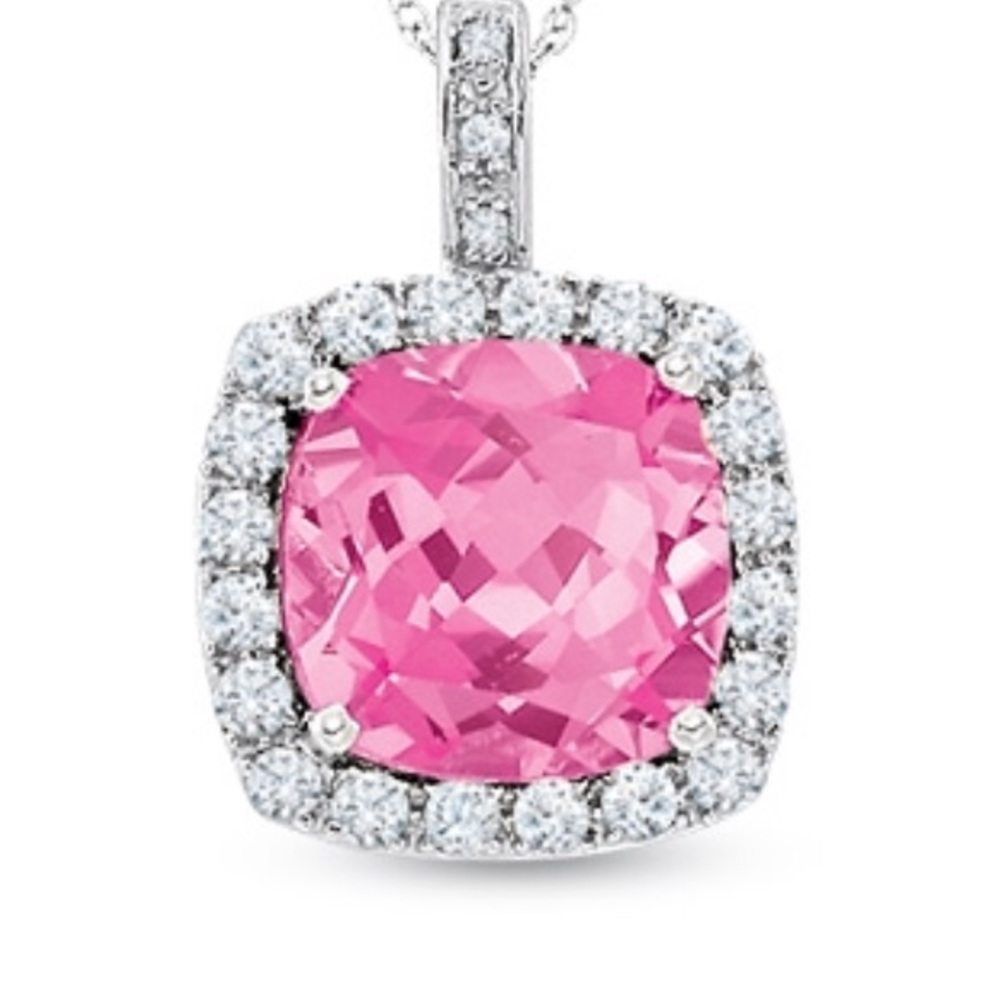 Lab Created Pink and White Sapphire Necklace