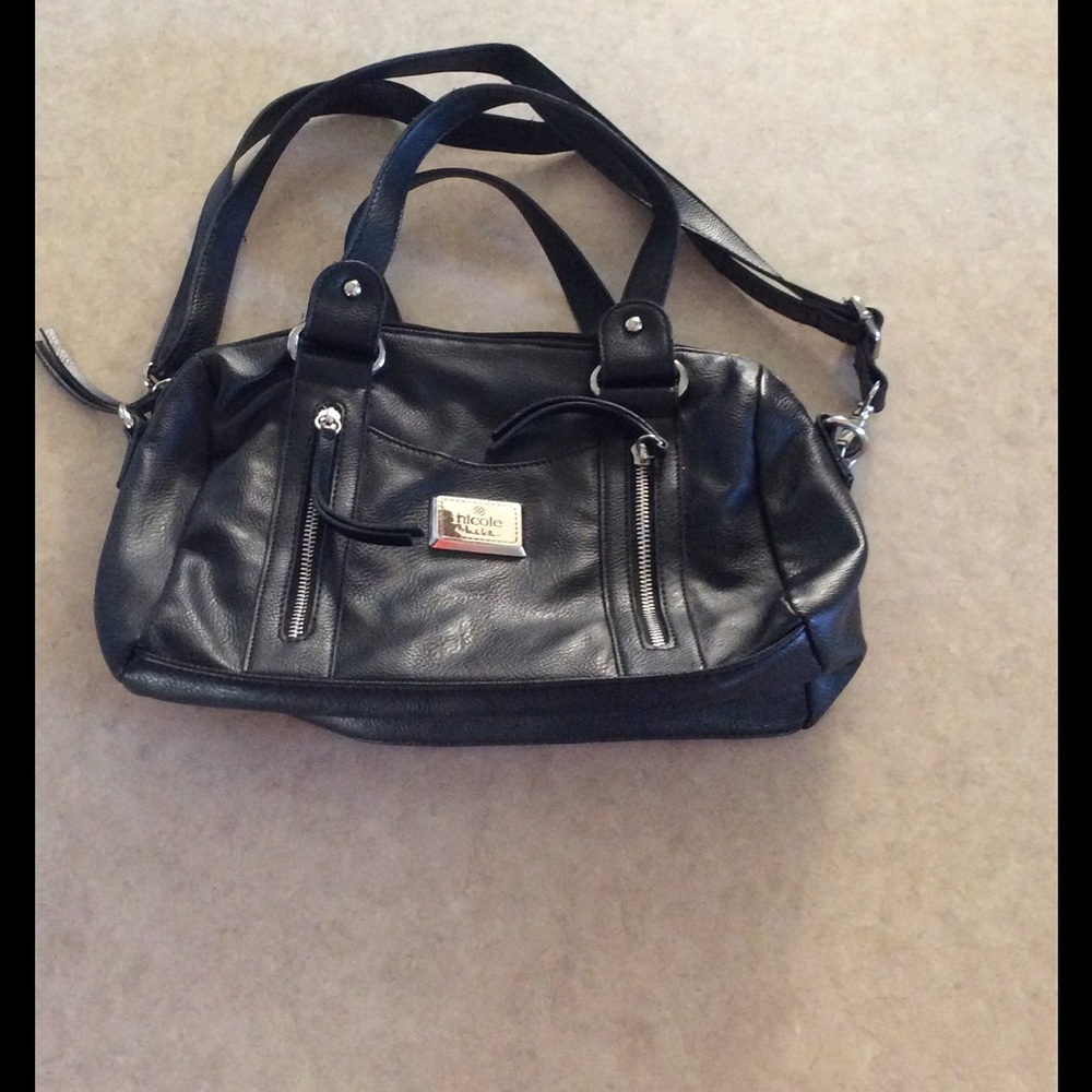 Nicole Miller Black Handbag With Detachable Strap