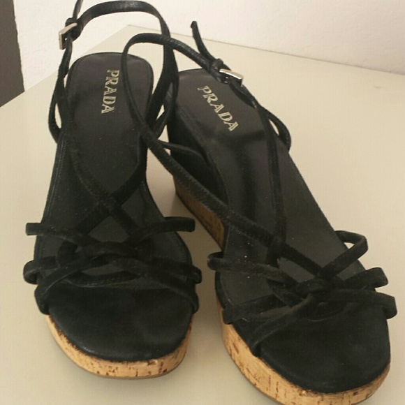 OFFERS** Strappy PRADA Cork Wedges - Picture 1 of 4