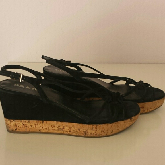 OFFERS** Strappy PRADA Cork Wedges - Picture 2 of 4