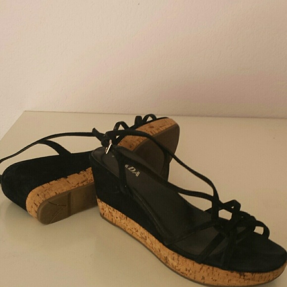 OFFERS** Strappy PRADA Cork Wedges - Picture 4 of 4