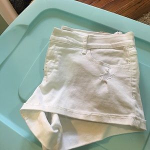 White denim shorts. Cute and distressed