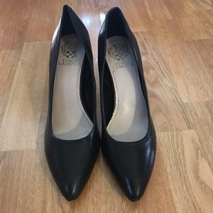 Black Leather Kitten Heels