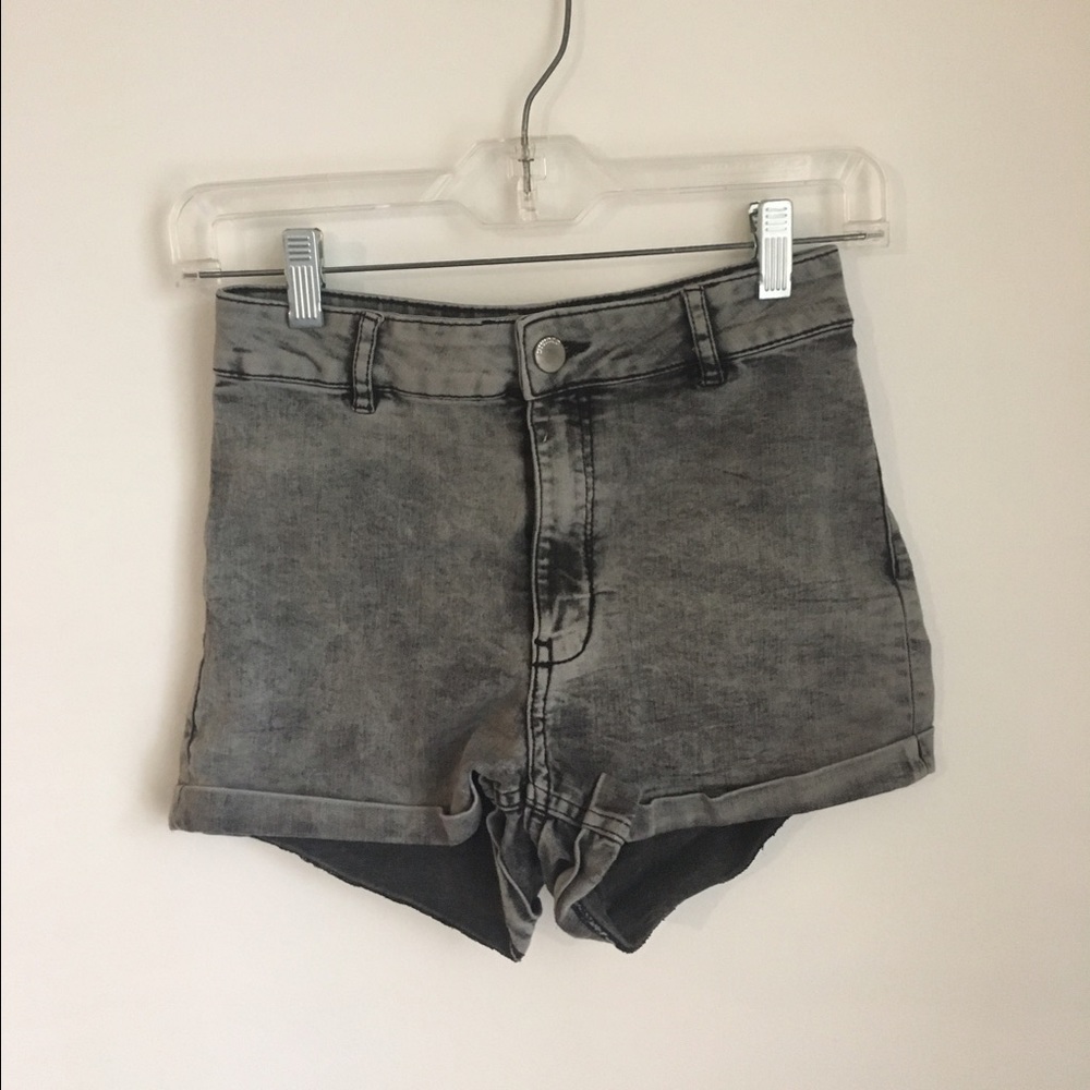 High Waisted Acid Wash Shorts