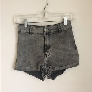 High Waisted Acid Wash Shorts