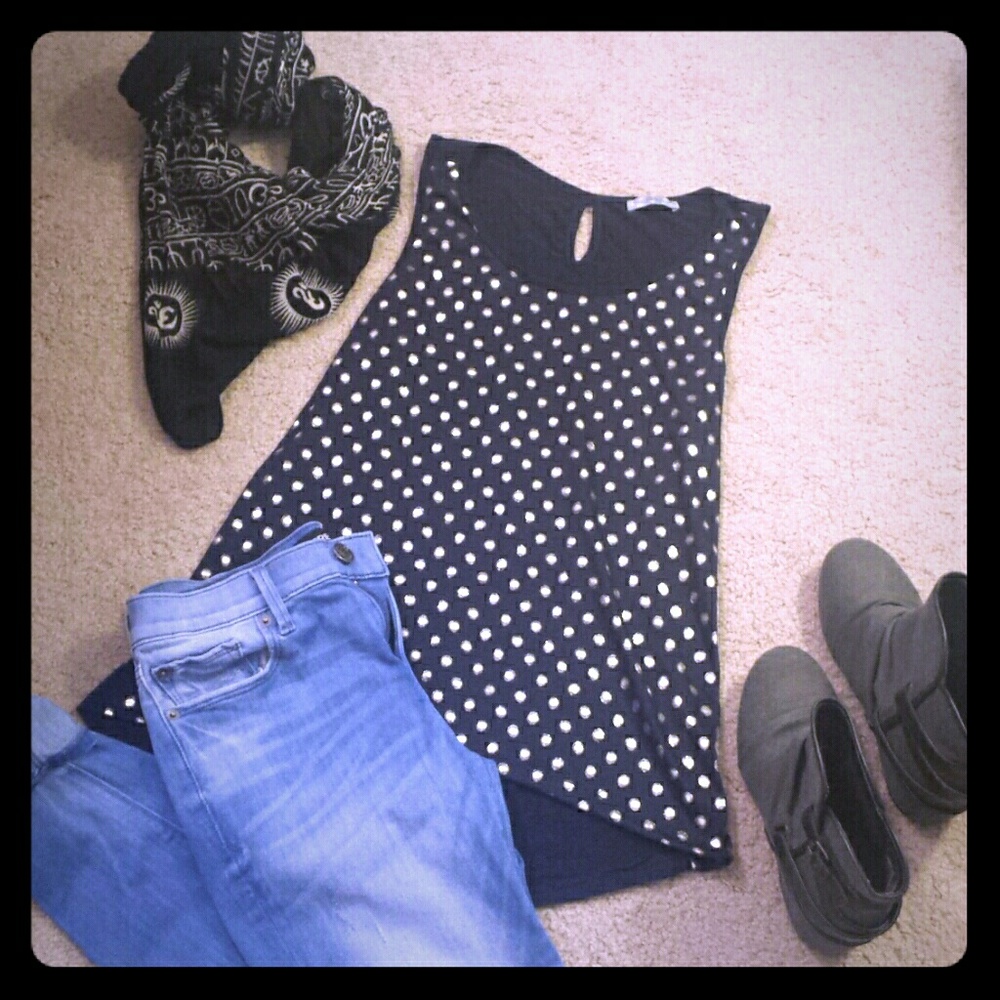 Navy/Silver Dot Tank