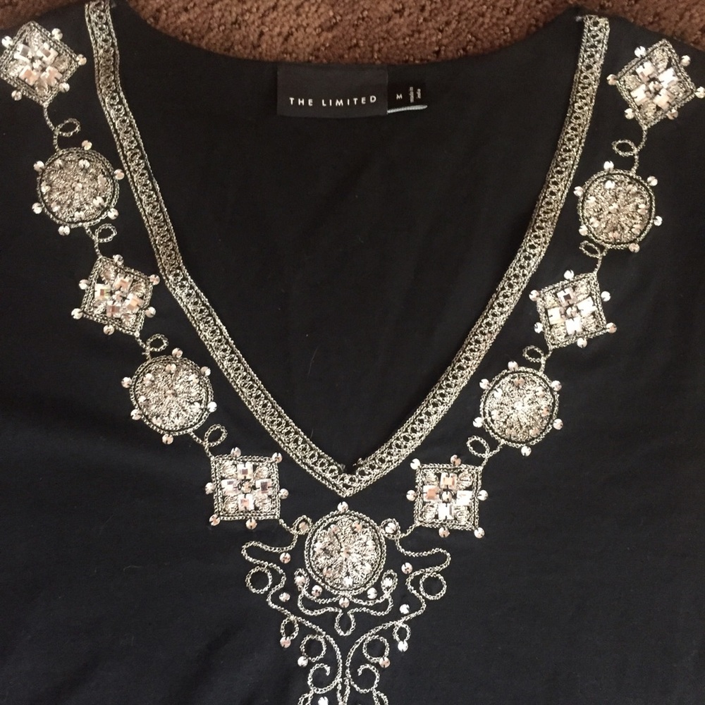 The Limited Black Jeweled Shirt, size medium