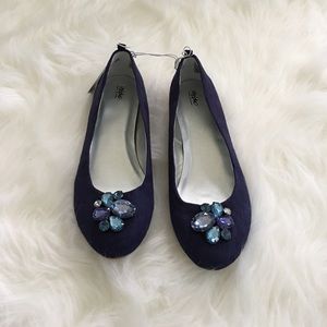 Blue faux-suede Mossimo flats with embellishment