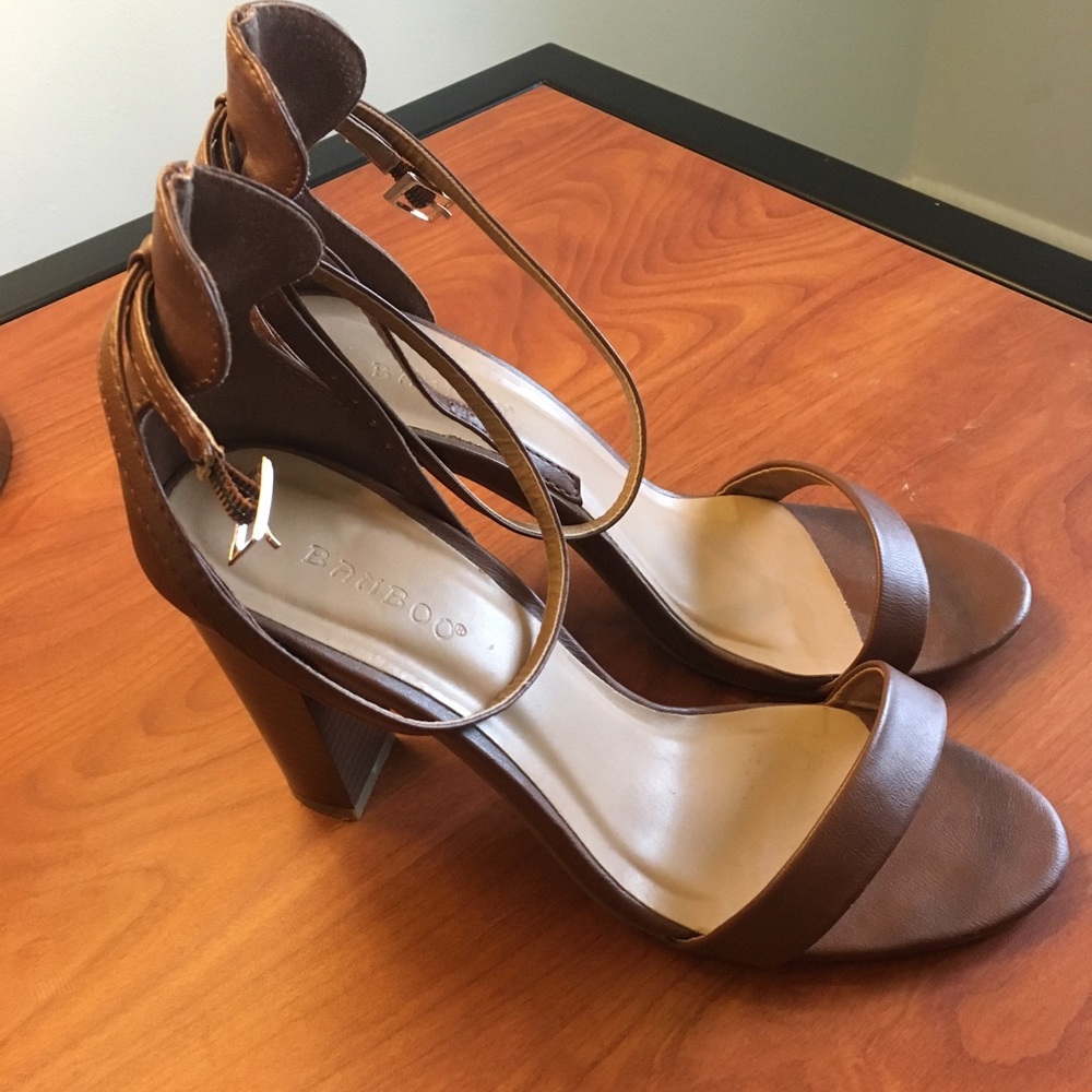 Tan Ankle-Strap Summer Heels