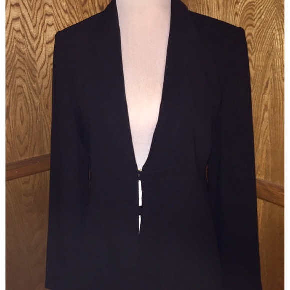 BLACK BLOOMINGDALES TAB BUTTON FITTED BLAZER SZ 10 - Picture 1 of 4