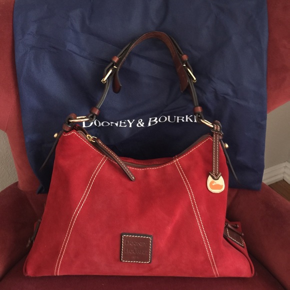 red suede handbag